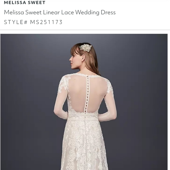 NWT 🔔 Melissa Sweet Sleeved V-Neck Sheath Wedding Dress - SIZE 4 - Picture 15 of 16